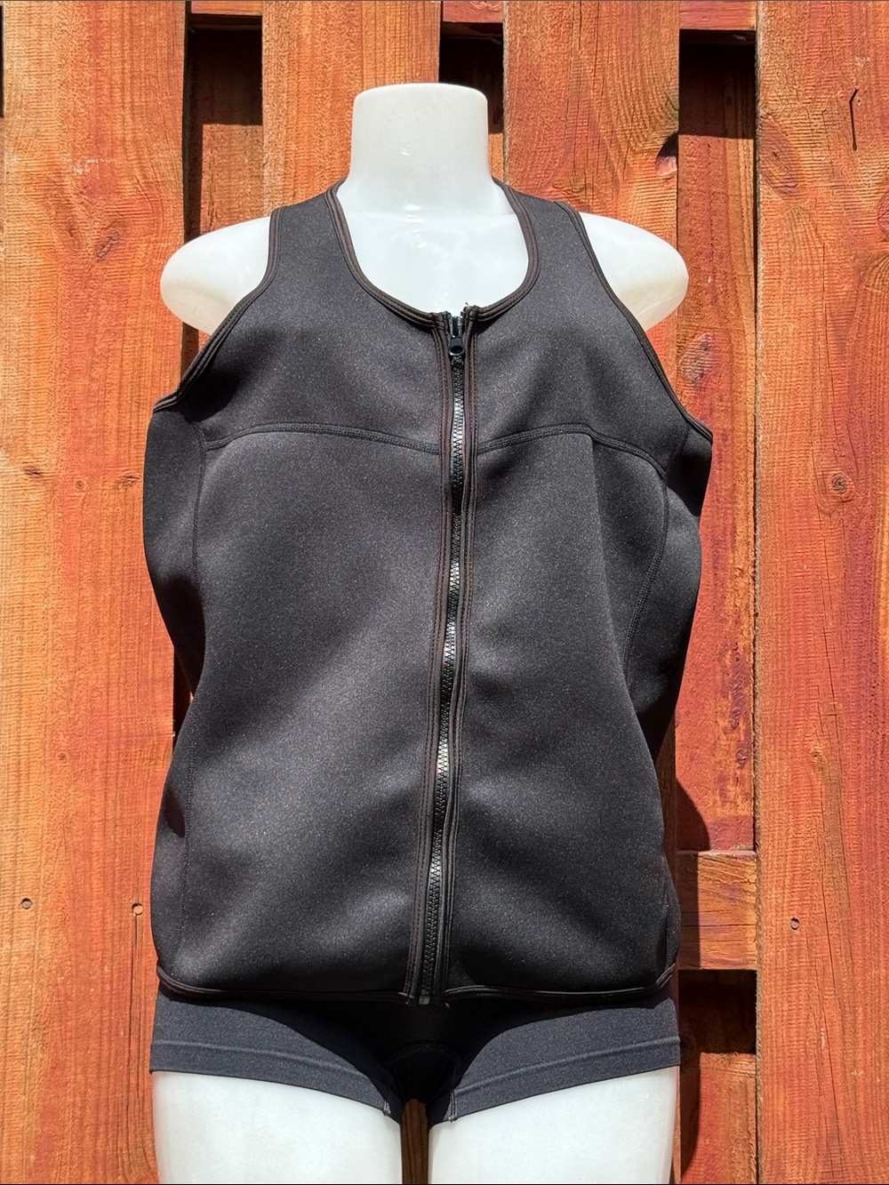 Slim & Trim Black Neoprene Racerback Sweat Vest Waist Trainer Zipper Top XXL